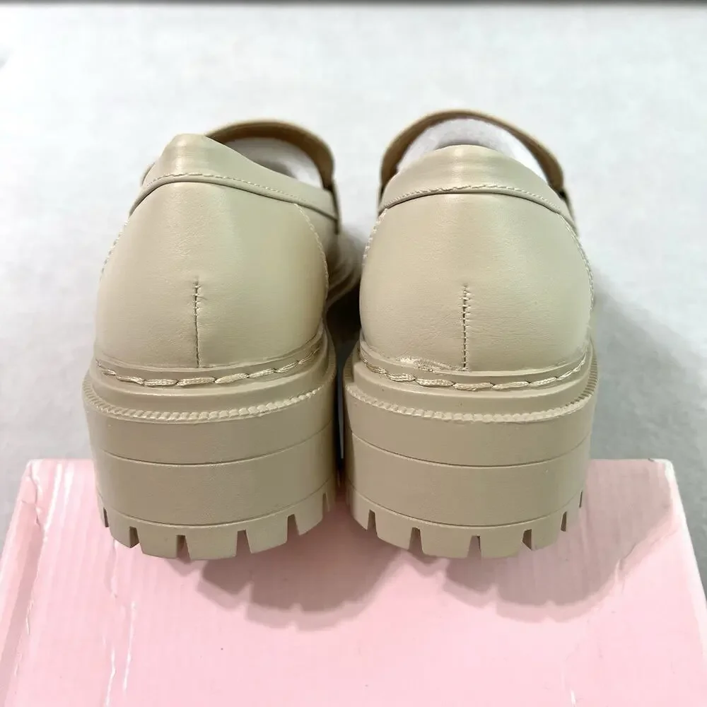 Soda Eureka Women Slip On Platform Shoes 8.5 Penny Loafer Lug Sole Stitched NIB